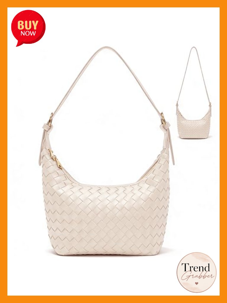Woven Faux Leather Shoulder Crossbody Hobo Purse With Zip Closure